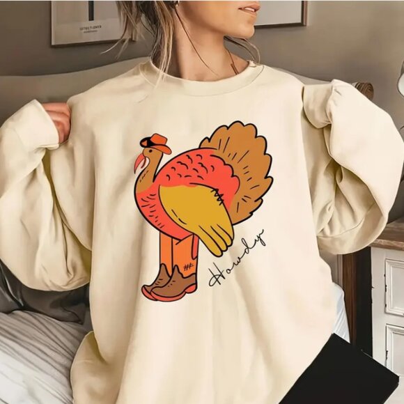 Pattern Print Turkey Thankgiving Men Women Pullover Hoodie